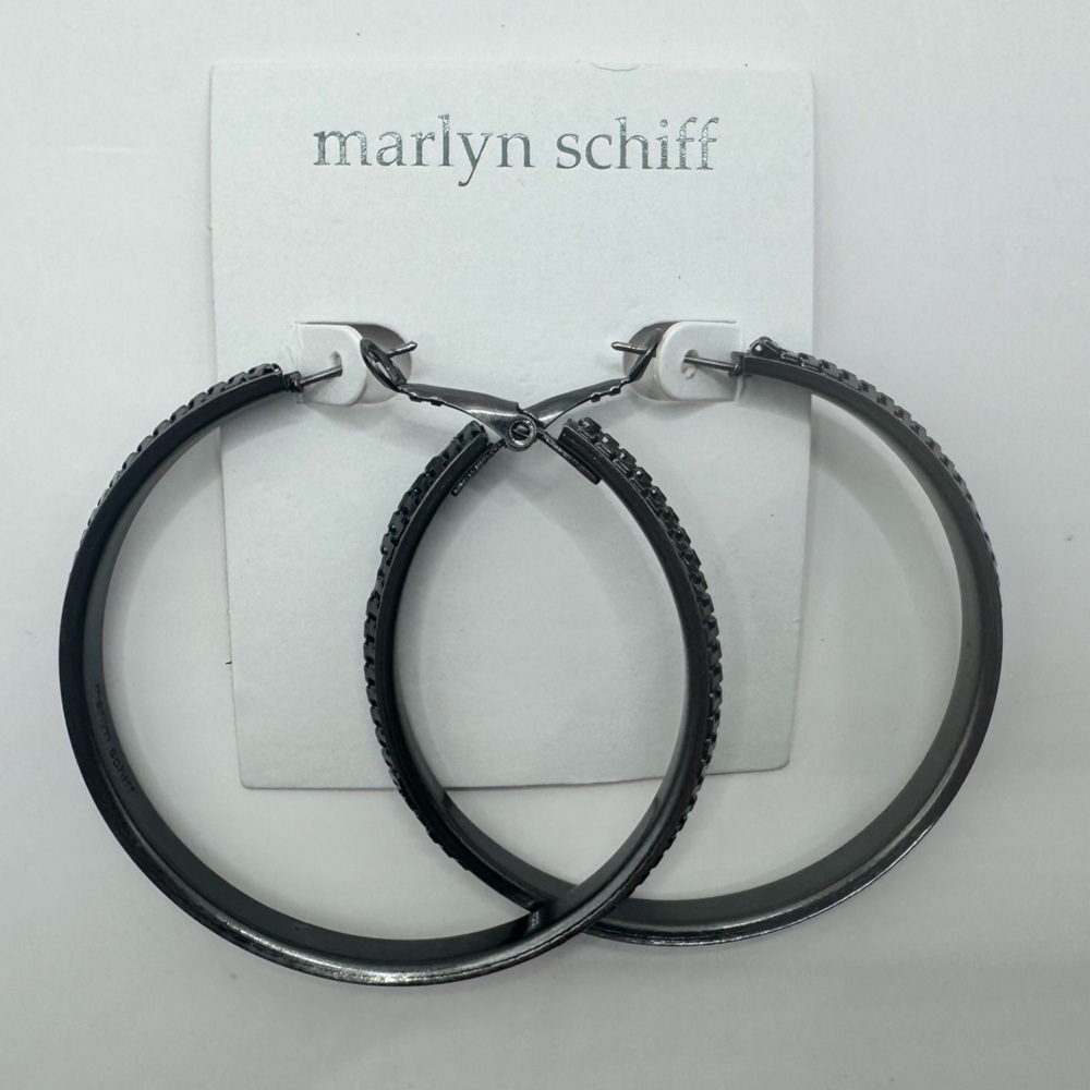 Marlyn Schiff Black Statement Hoop Earrings